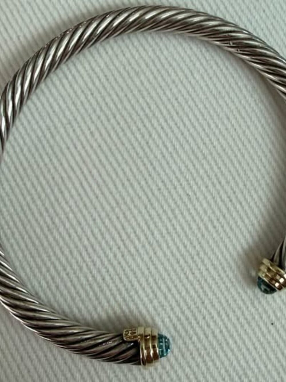 David Yurman Classic Cable Cuff Bracelet 5mm Sterling Silver with 14k Gold - Picture 4 of 5